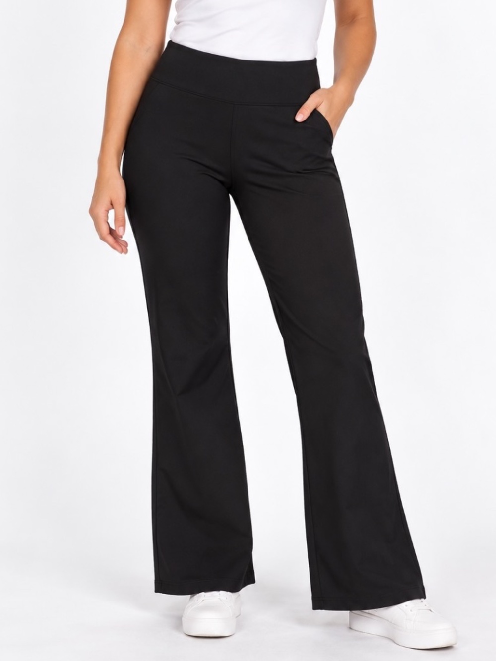 Reitmans Flare Pants Womens Size 13 Black Pull On Career Office Academia